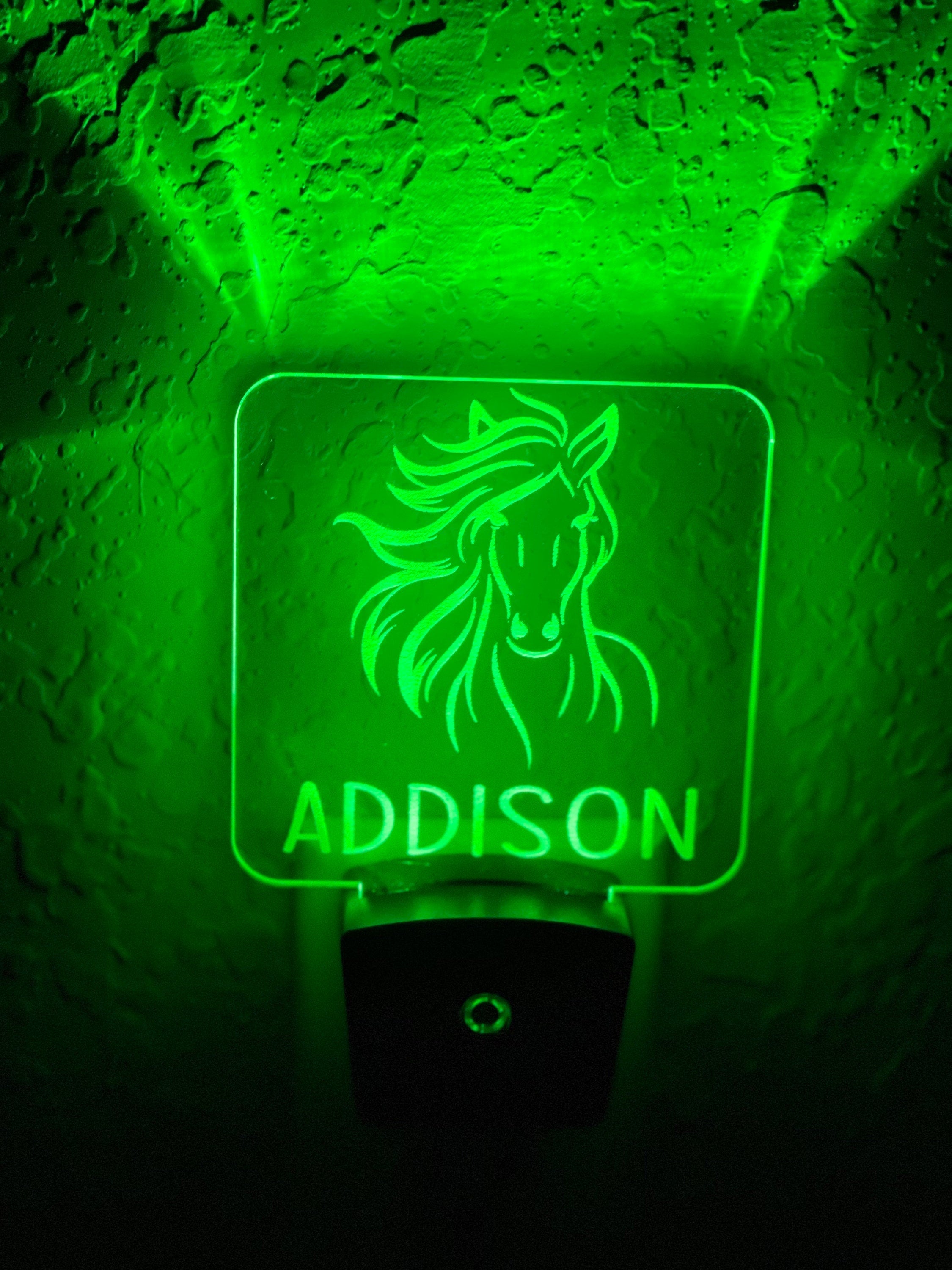 Personalized LED Horse Night Light | 7 Color Changing | Plug in Night Light | Name Light | Children's Night Light | Kids Room Light