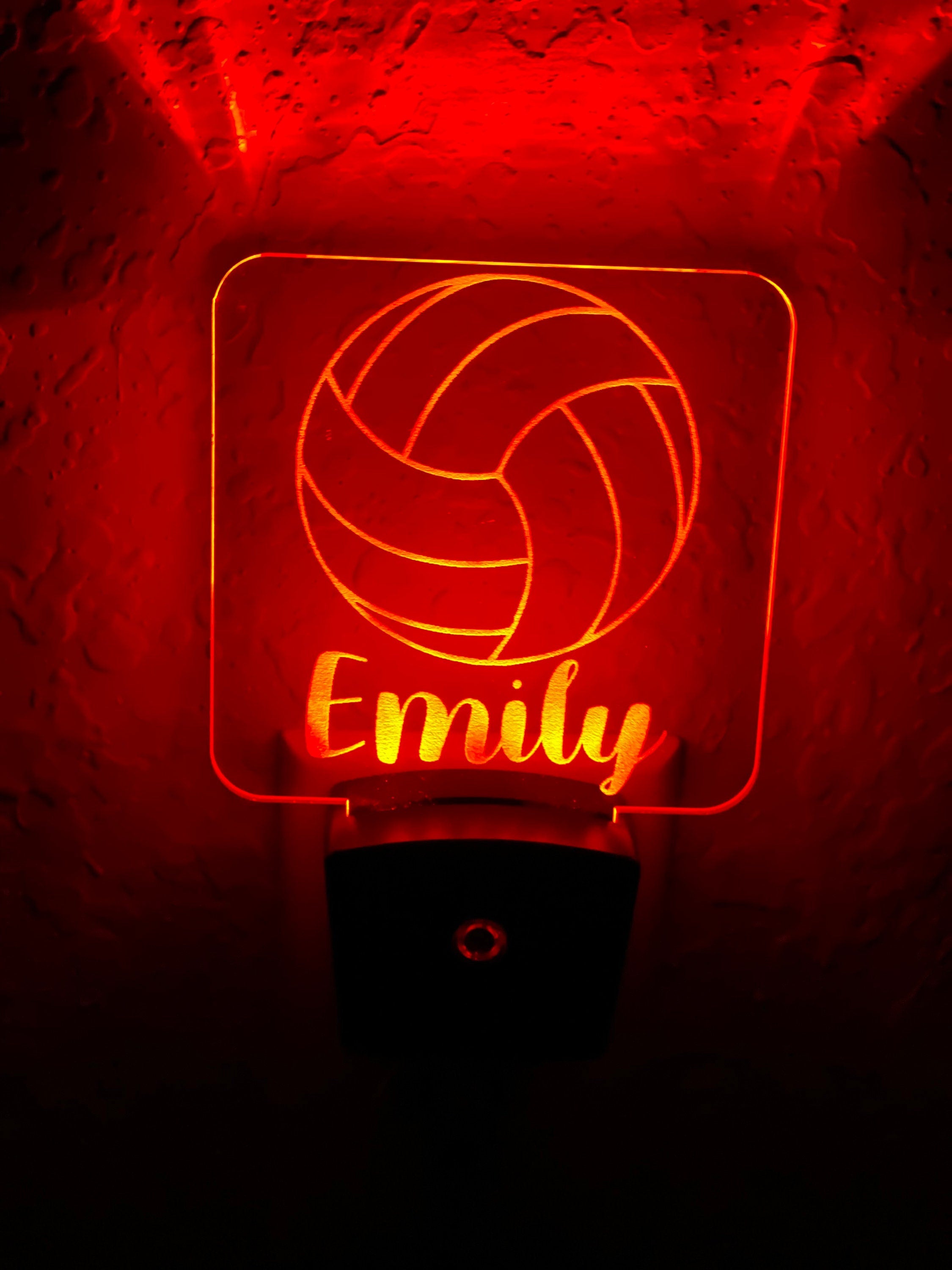 Personalized LED Volleyball Night Light | 7 Color Changing | Plug in Night Light | Name Light | Children's Night Light | Kids Room Light