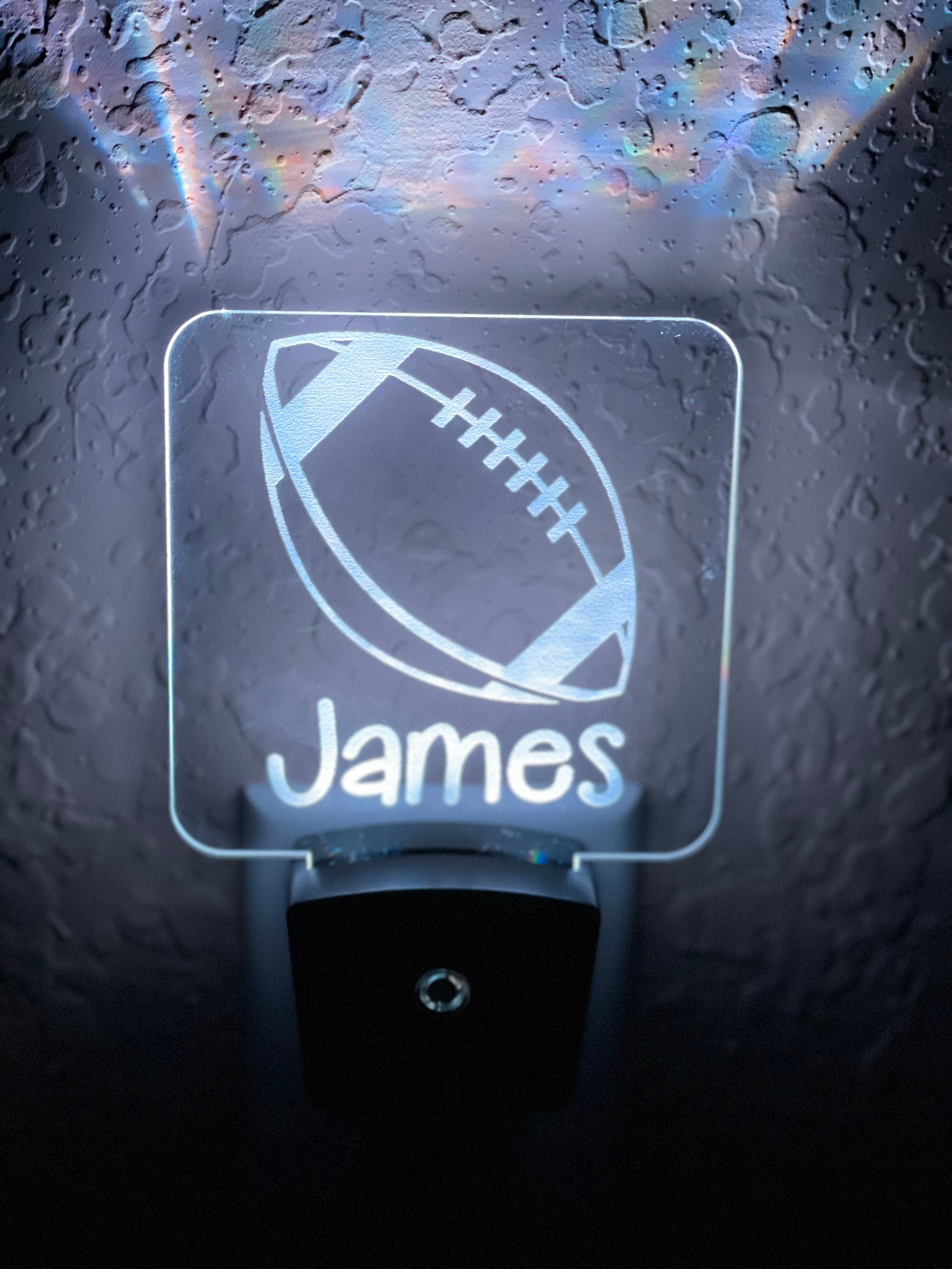 Personalized LED Football Night Light | 7 Color Changing | Plug in Night Light | Name Light | Children's Night Light | Kids Room Light