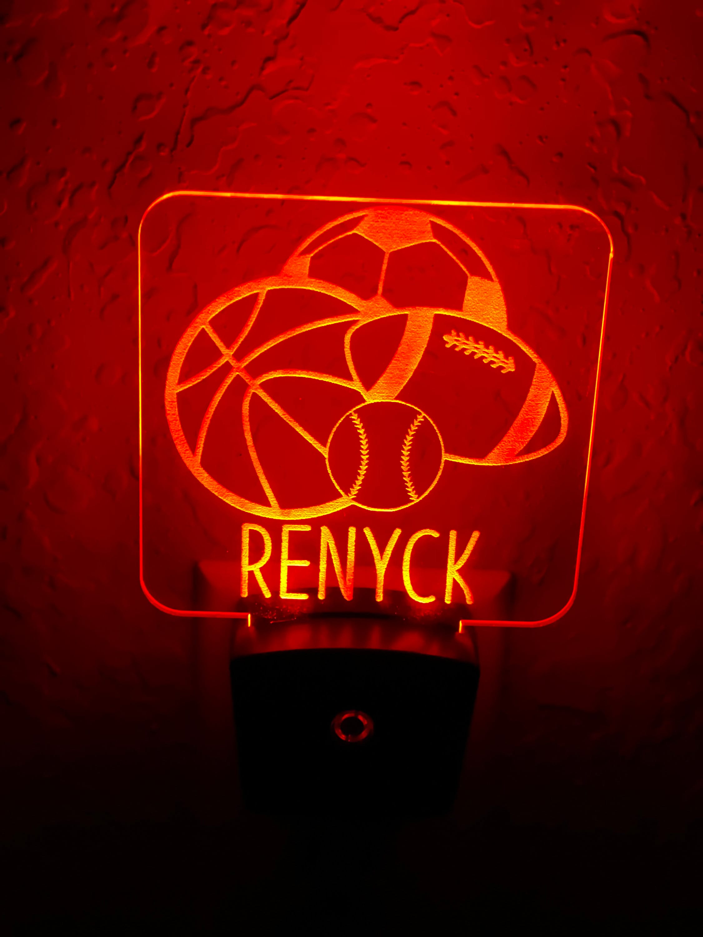 Personalized LED Sports Balls Night Light | 7 Color Changing | Plug in Night Light | Name Light | Children's Night Light | Kids Room Light