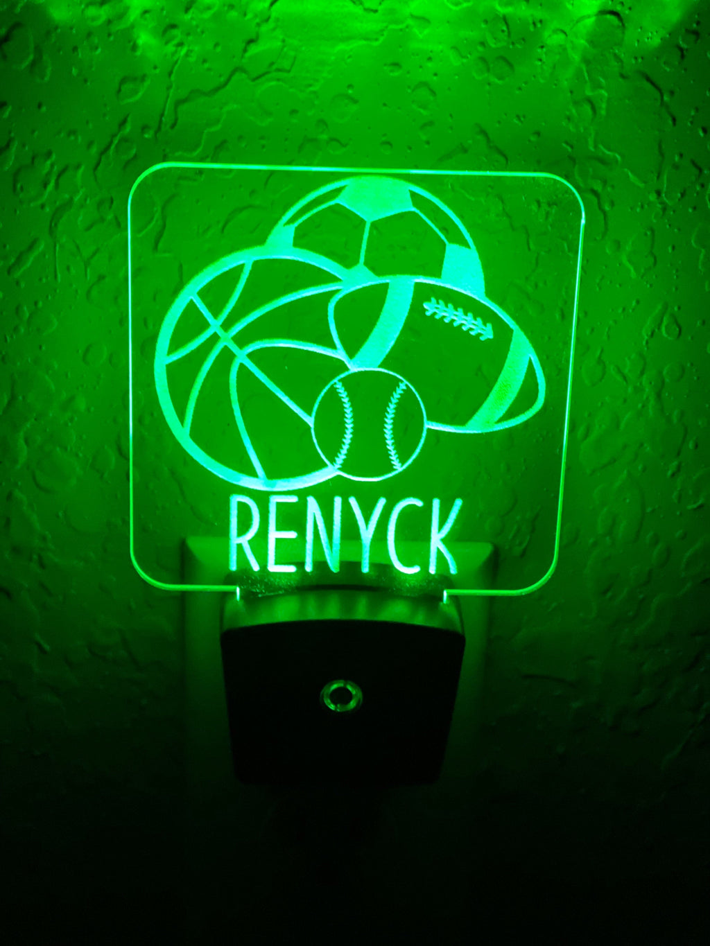 Personalized LED Sports Balls Night Light | 7 Color Changing | Plug in Night Light | Name Light | Children's Night Light | Kids Room Light