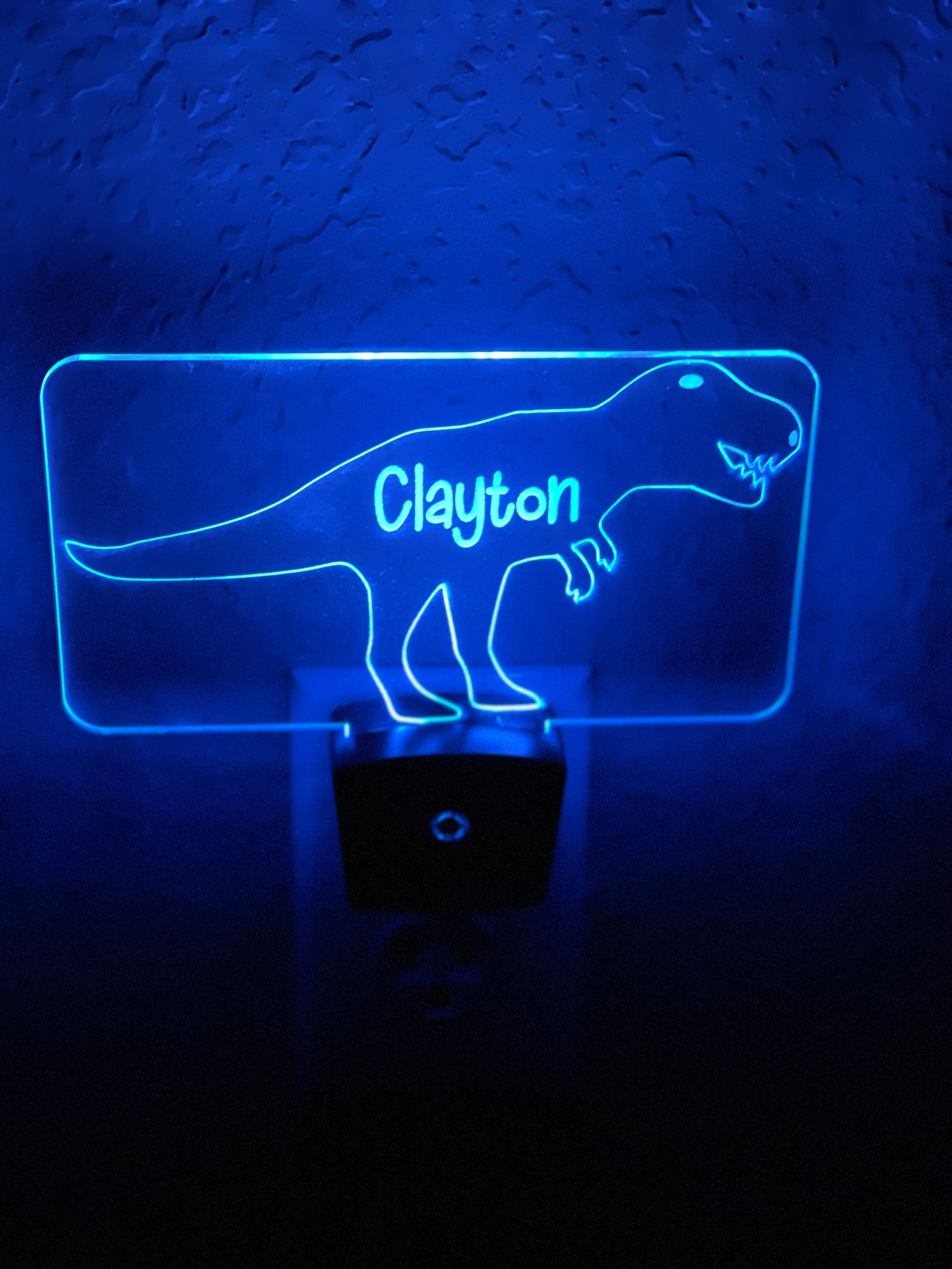 Personalized LED T-Rex Dinosaur Night Light | 7 Color Changing | Plug in Night Light | Name Light | Children's Night Light | Kids Room Light