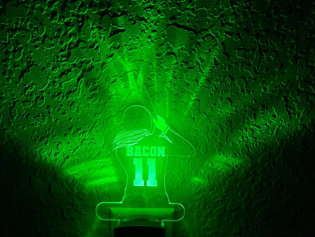 Personalized LED Softball Batter Night Light | 7 Color Changing | Plug in Night Light | Name Light | Children's Night Light | Kids Light
