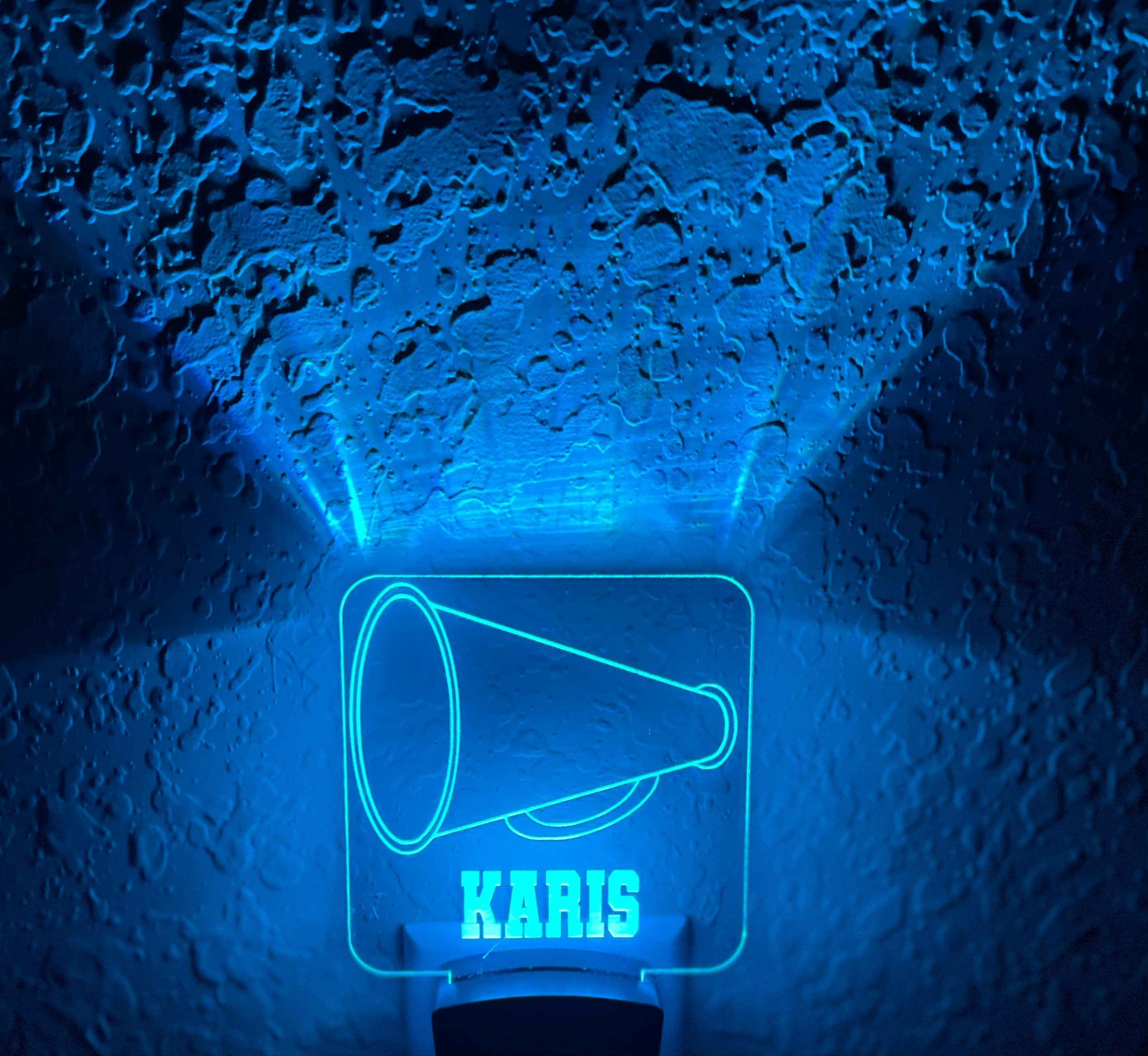 Personalized LED Cheer Megaphone Night Light | 7 Color Changing | Plug in Night Light | Name Light | Children's Night Light | Kids Light