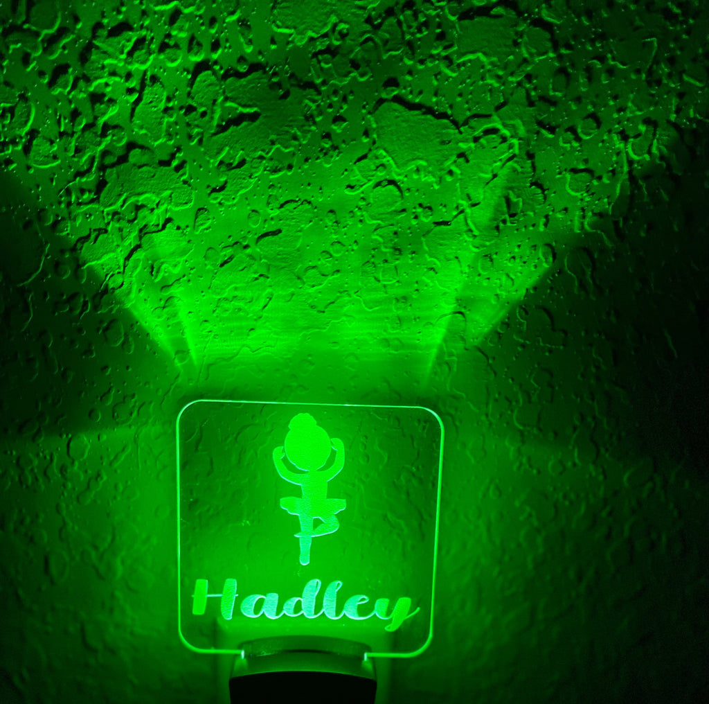 Personalized LED Ballerina Night Light | 7 Color Changing | Plug in Night Light | Name Light | Children's Night Light | Kids Room Light