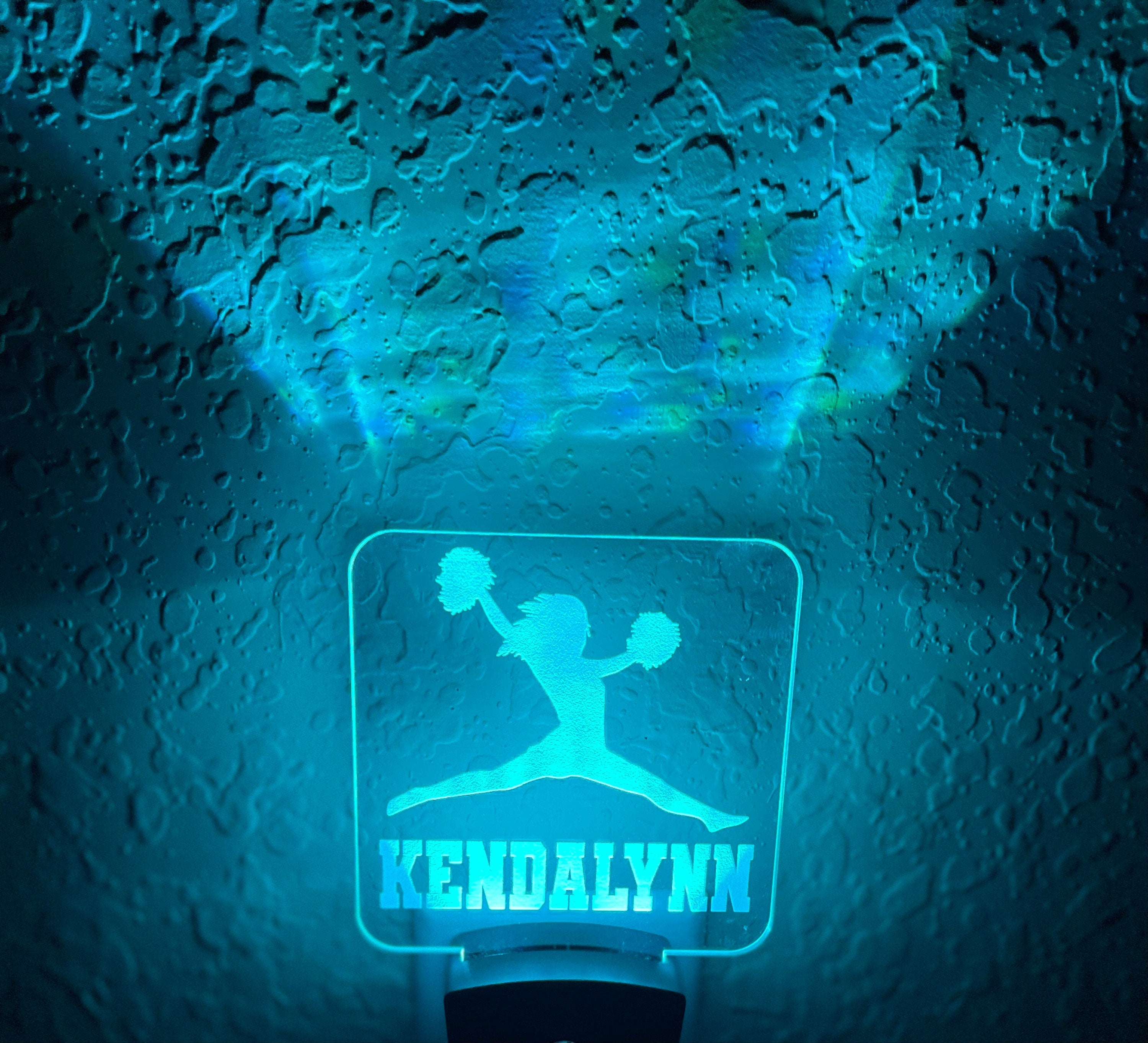 Personalized LED Cheerleader Night Light | 7 Color Changing | Plug in Night Light | Name Light | Children's Night Light | Kids Room Light