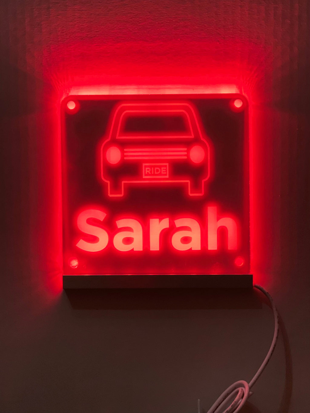 Rideshare Delivery Driver Custom Name LED Window Sign | Car Driver Window LED Light Up Sign | 7 Color Changing | USB Powered