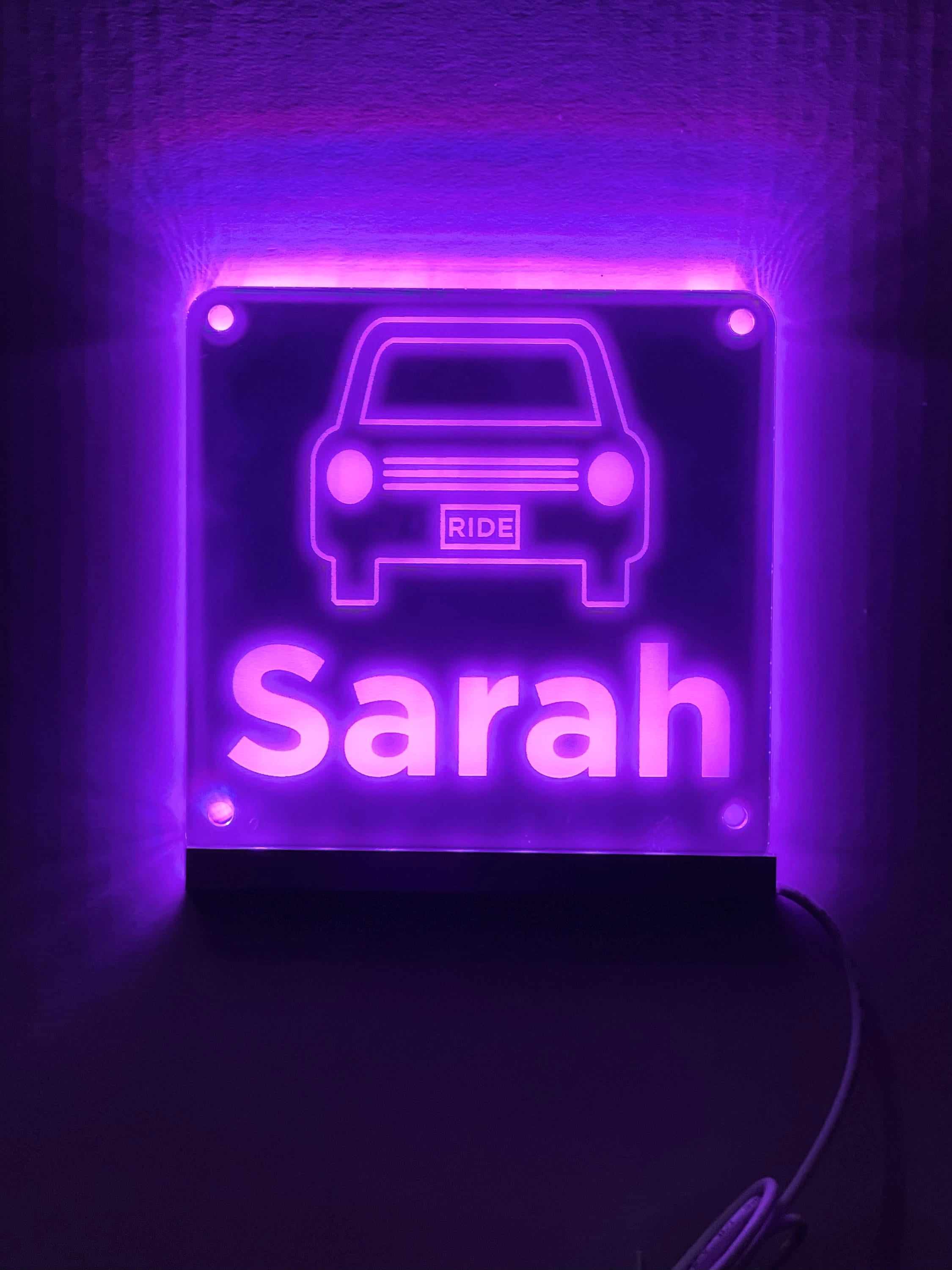 Rideshare Delivery Driver Custom Name LED Window Sign | Car Driver Window LED Light Up Sign | 7 Color Changing | USB Powered