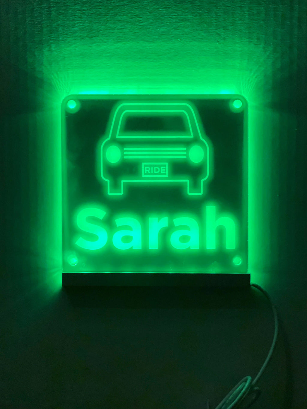 Rideshare Delivery Driver Custom Name LED Window Sign | Car Driver Window LED Light Up Sign | 7 Color Changing | USB Powered