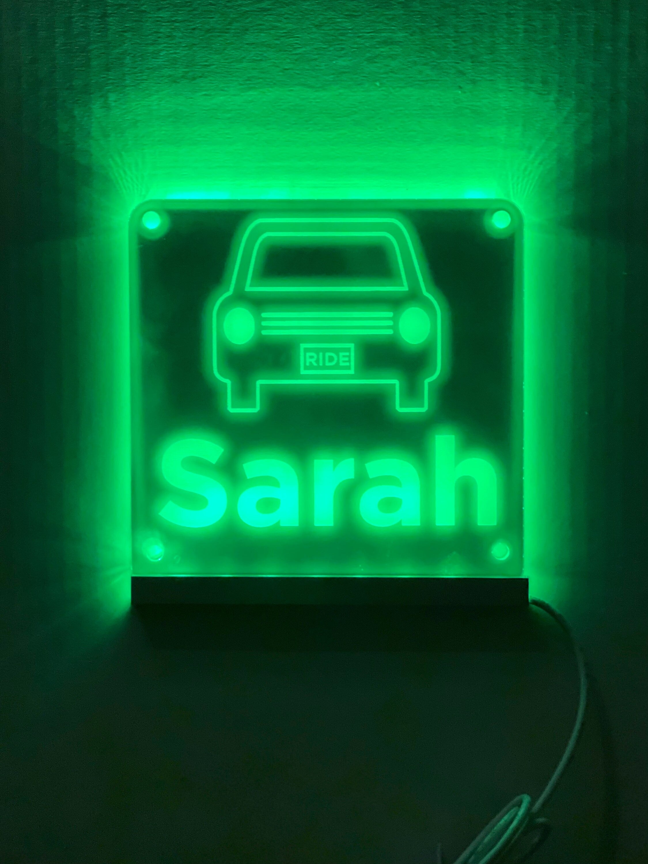 Rideshare Delivery Driver Custom Name LED Window Sign | Car Driver Window LED Light Up Sign | 7 Color Changing | USB Powered
