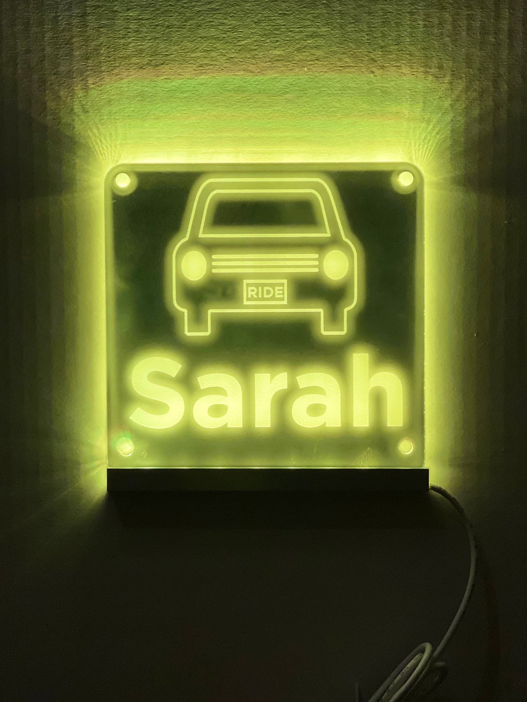 Rideshare Delivery Driver Custom Name LED Window Sign | Car Driver Window LED Light Up Sign | 7 Color Changing | USB Powered