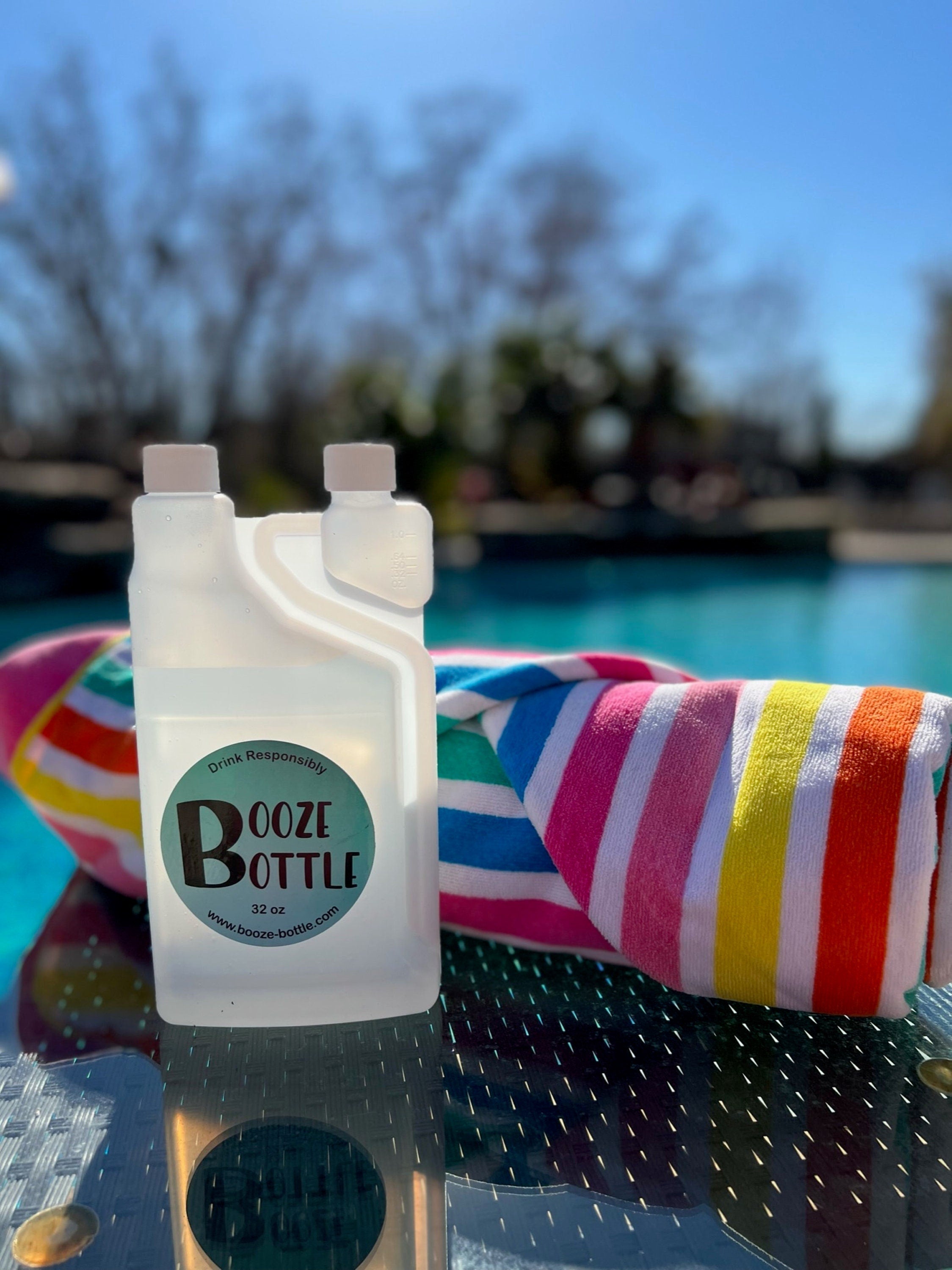32 oz Booze Bottles - The Ultimate Liquor Storage Flask & Shot Glass all in One - Can be Personalized