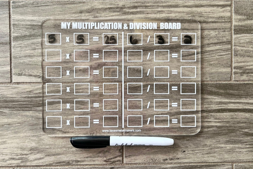 Dry Erase Multiplication Table Board Acrylic | Reusable Washable Math Board | Preschool Learning | Education Supplies | Home School
