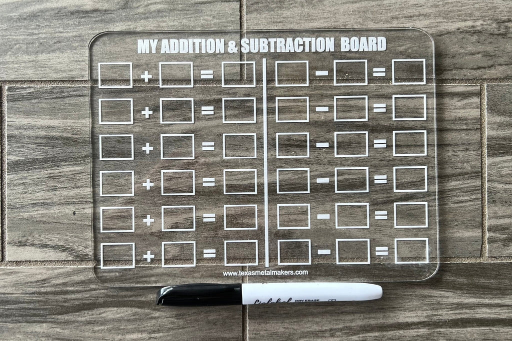 Math Learning Boards Acrylic Dry Erase | Reusable Washable Math Board | Preschool Learning | Education Supplies | Home School