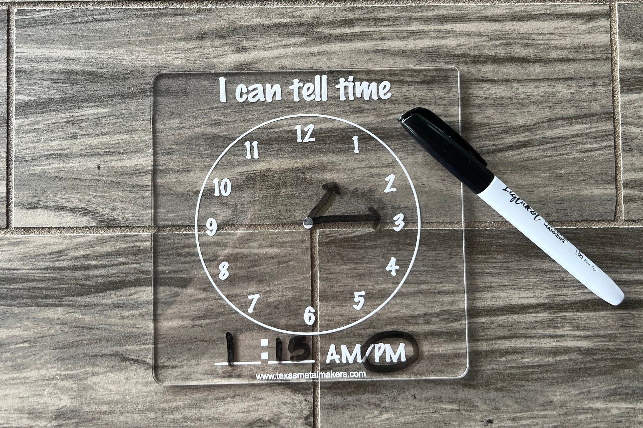 I Can Tell Time Learning Board Acrylic Dry Erase | Reusable Washable Clock Board | Preschool Learning | Education Supplies | Home School
