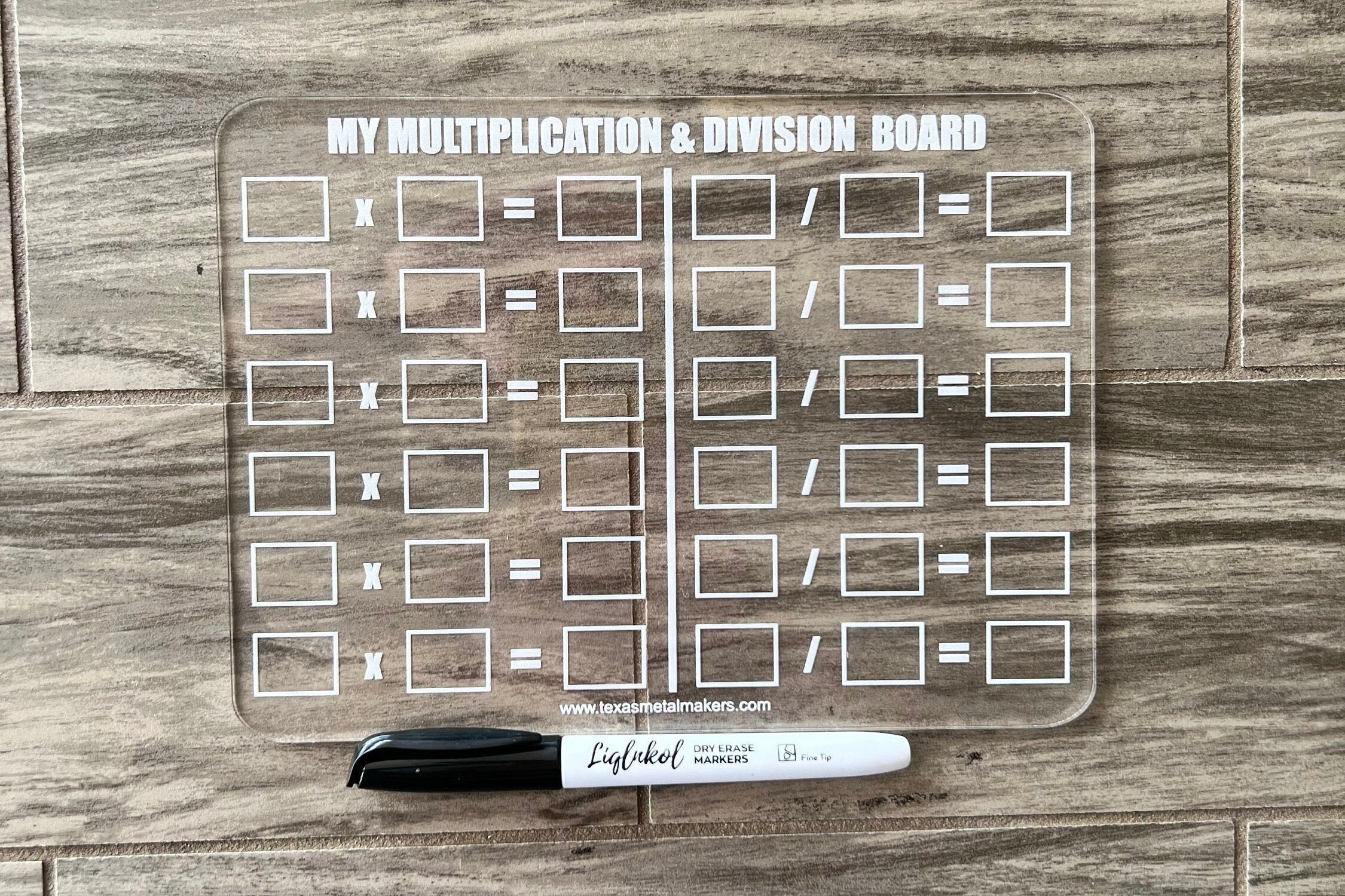 Dry Erase Multiplication Table Board Acrylic | Reusable Washable Math Board | Preschool Learning | Education Supplies | Home School