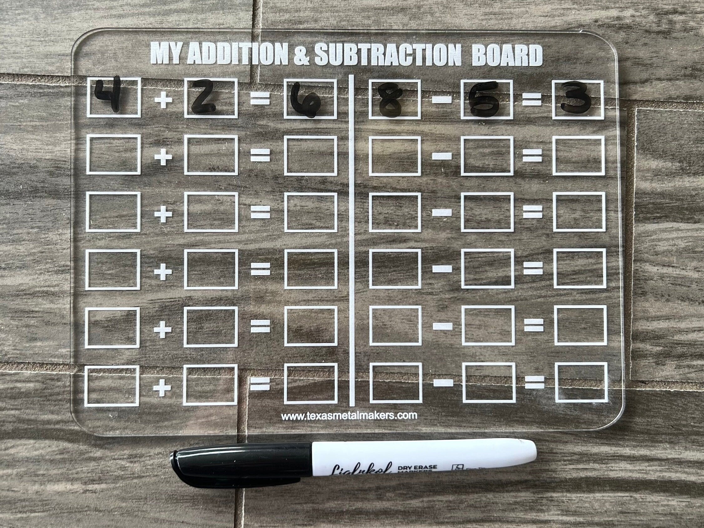 Math Learning Boards Acrylic Dry Erase | Reusable Washable Math Board | Preschool Learning | Education Supplies | Home School