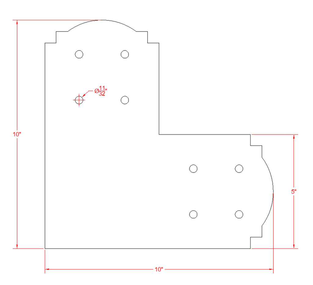Stainless Steel Decorative Design L Bracket for 6x6 Post, 6x6 L Support Bracket, 6 inch Post Bracket, 6x6 L Bracket, Truss Plate
