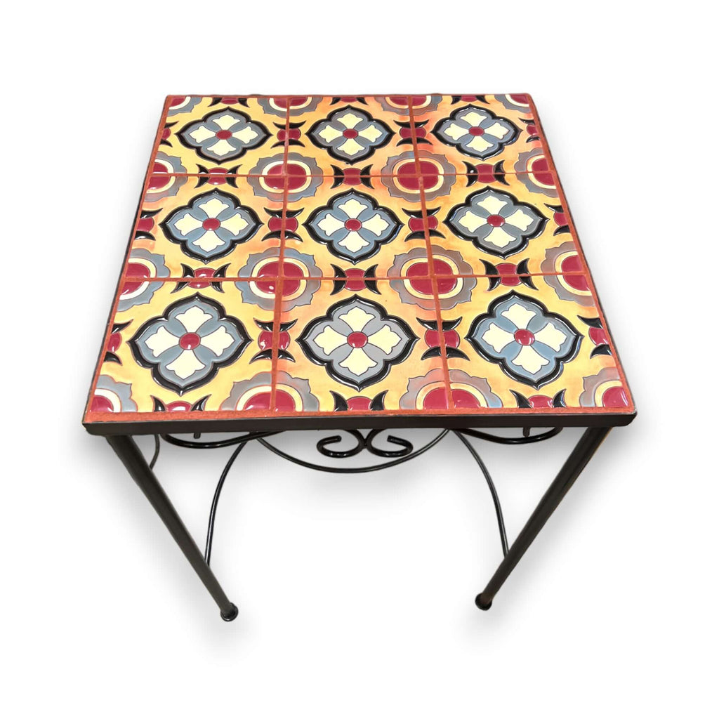 Mexican Accent End Table | Colorful Talavera Tile Design