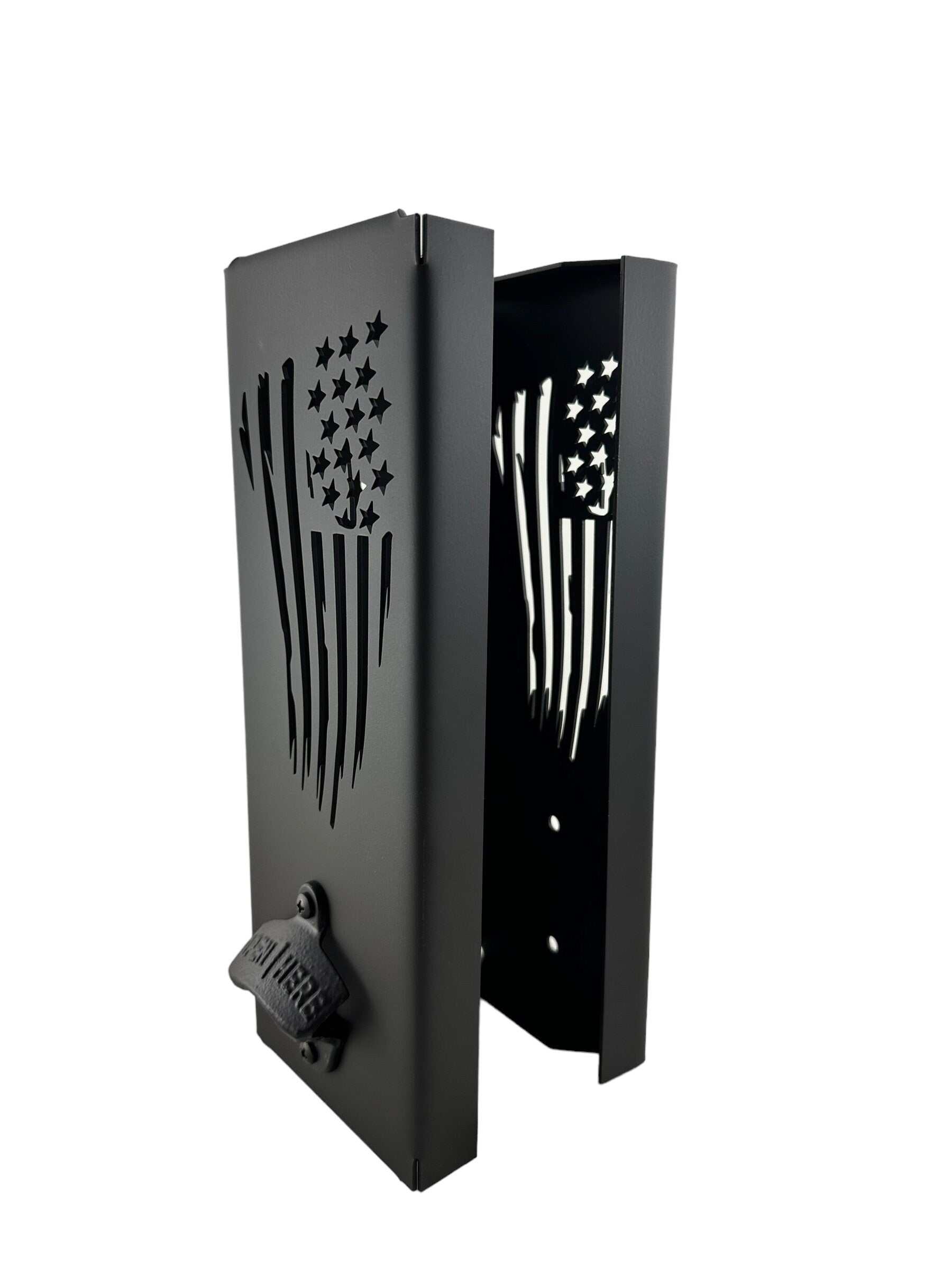 Tattered Flag Can Kooler Holder with Bottle Opener