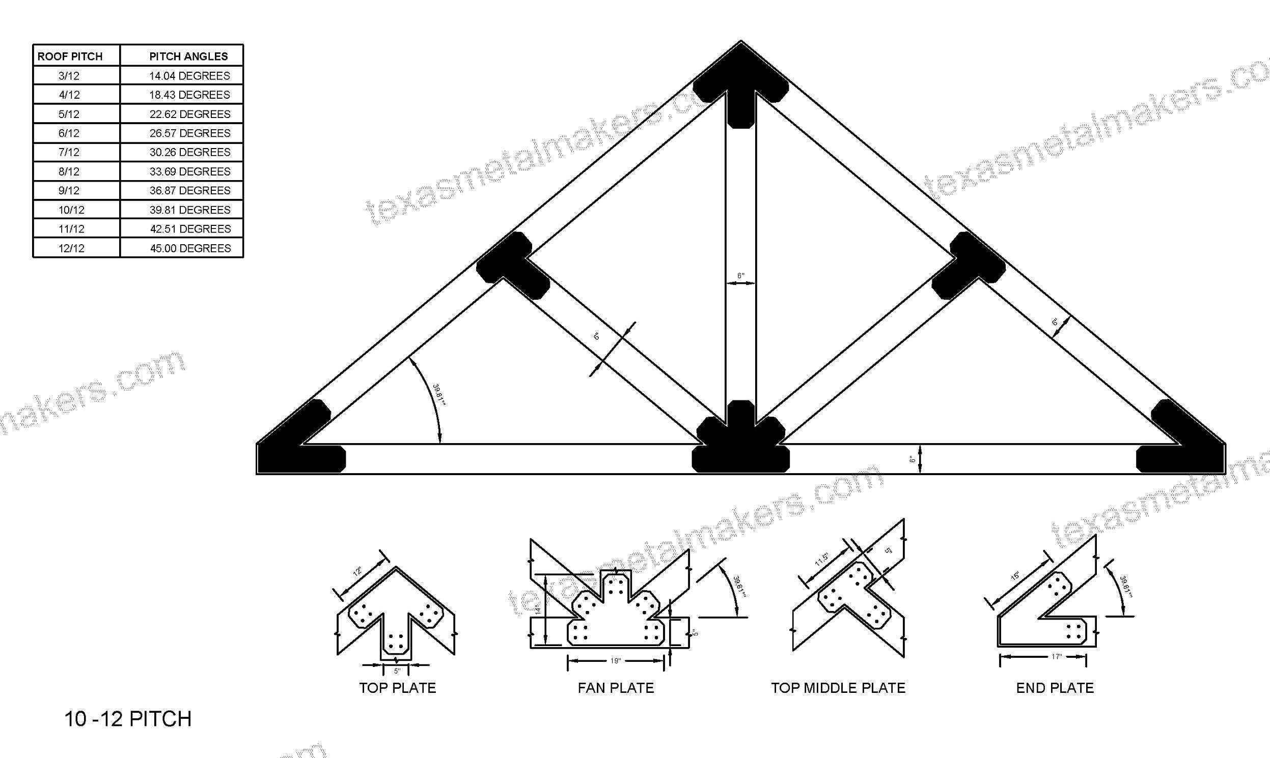6x6 Chamfered Design Dog Eared Timber Truss Brackets for 6x6 Posts, 6" Timber Truss Brackets, 6x6 Timber Fan Bracket