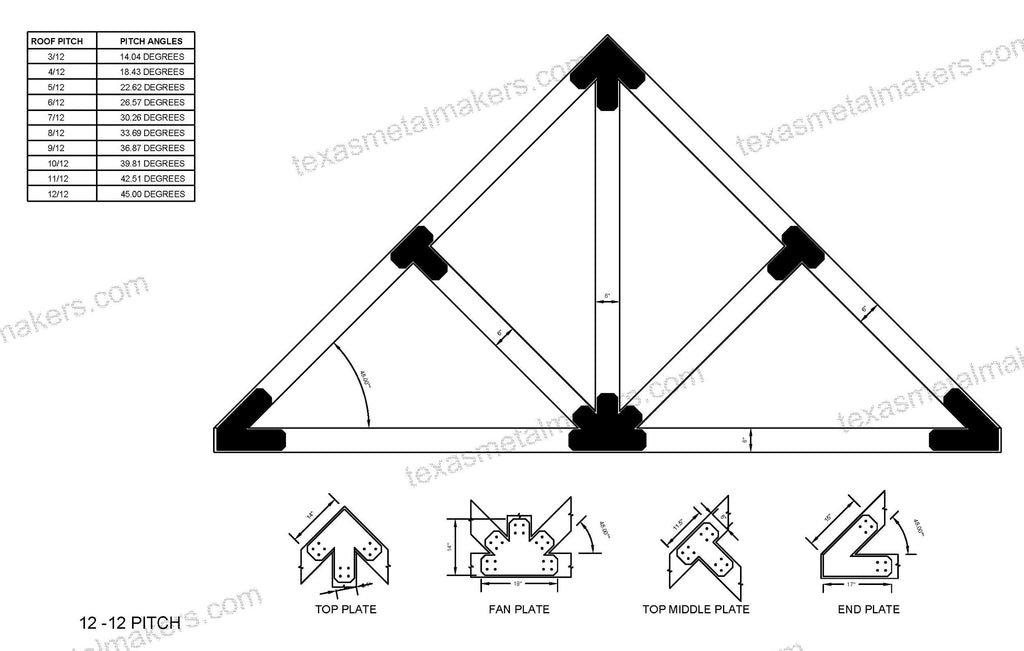 Chamfered Design Dog Eared Timber Truss Brackets for 6x6 Posts, 6" Timber Truss Brackets