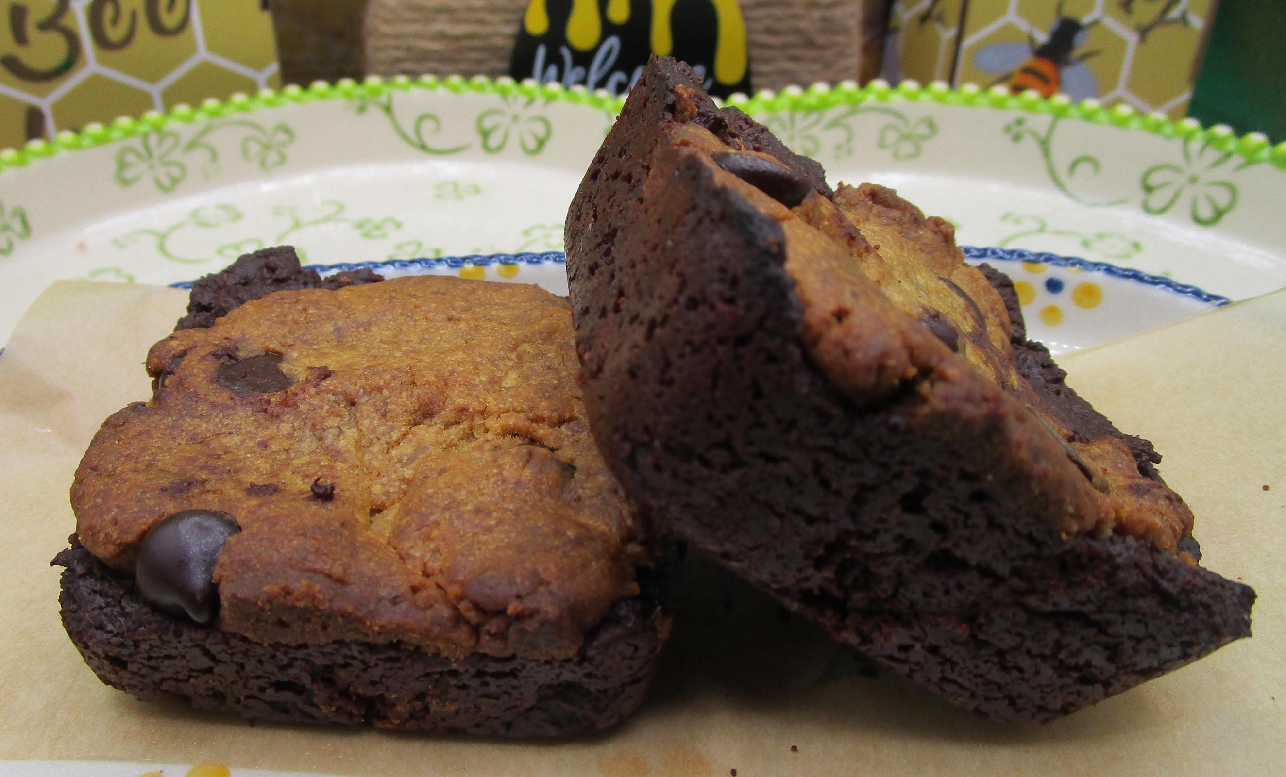 High Protein Brookie Brownies, Dairy Free, Sugar Free, Egg Free, Nut Free, Vegan, Fitness Snack, Low Fat dessert bar, July 4th, Father's Day