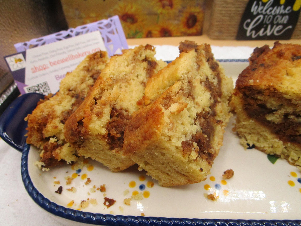High Protein Coffee Crumb Cake, Gluten Free, Dairy Free, Grain Free, Sugar Free, Erythritol Free, Low Carb Snacks, Birthday, Cinnamon Swirl