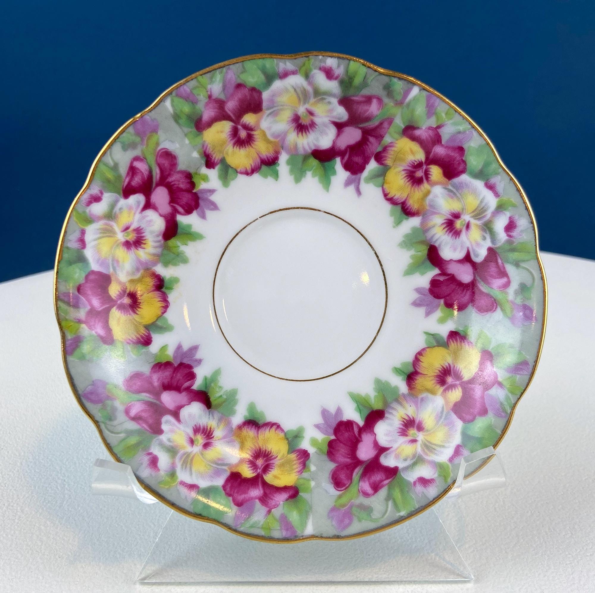 Vintage Royal Sealy Pansy Cup and Saucer, French Country Decor