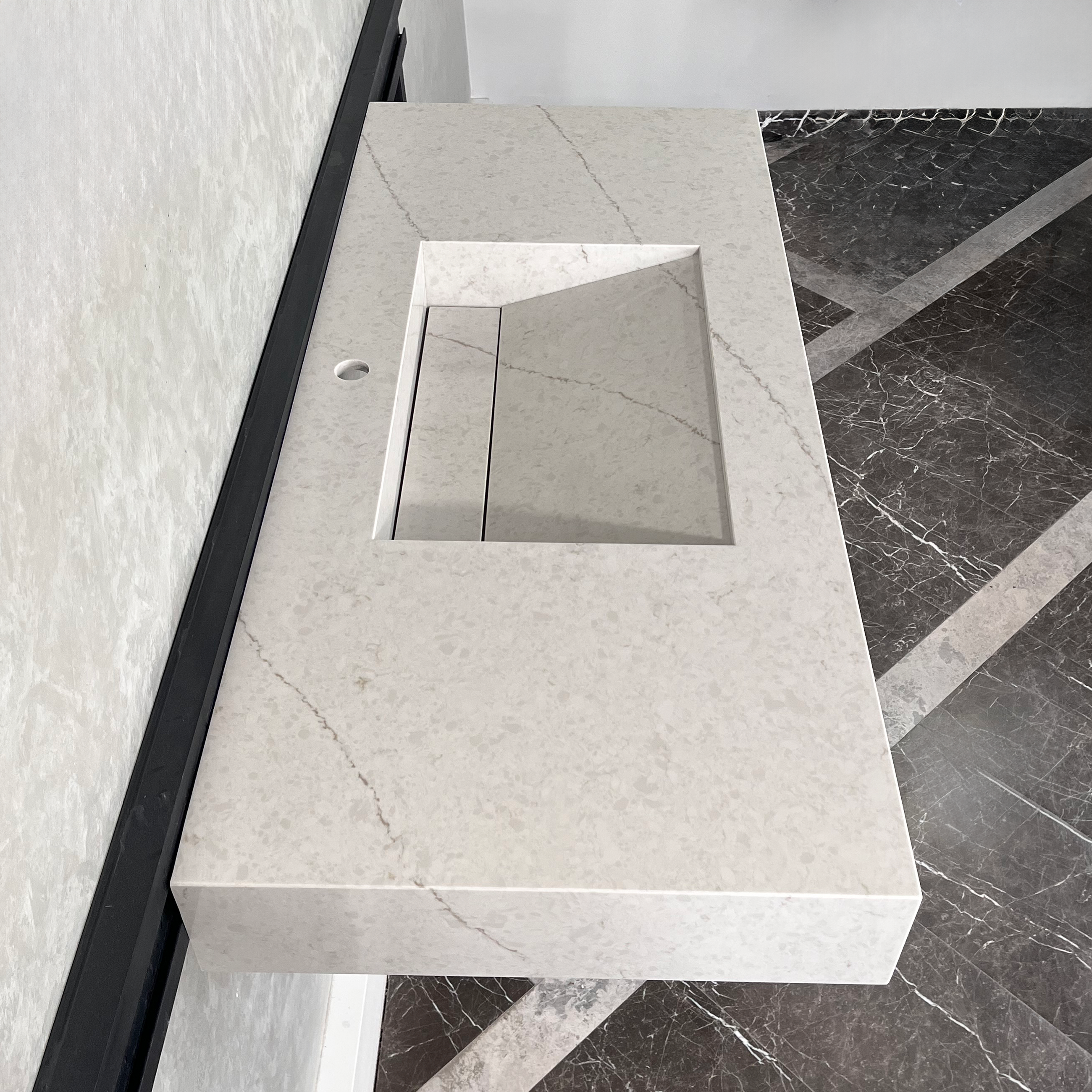 Quartz Kitchen Sink Coante Alba Via Natural Stone Pattern Premium Handcrafted Custom