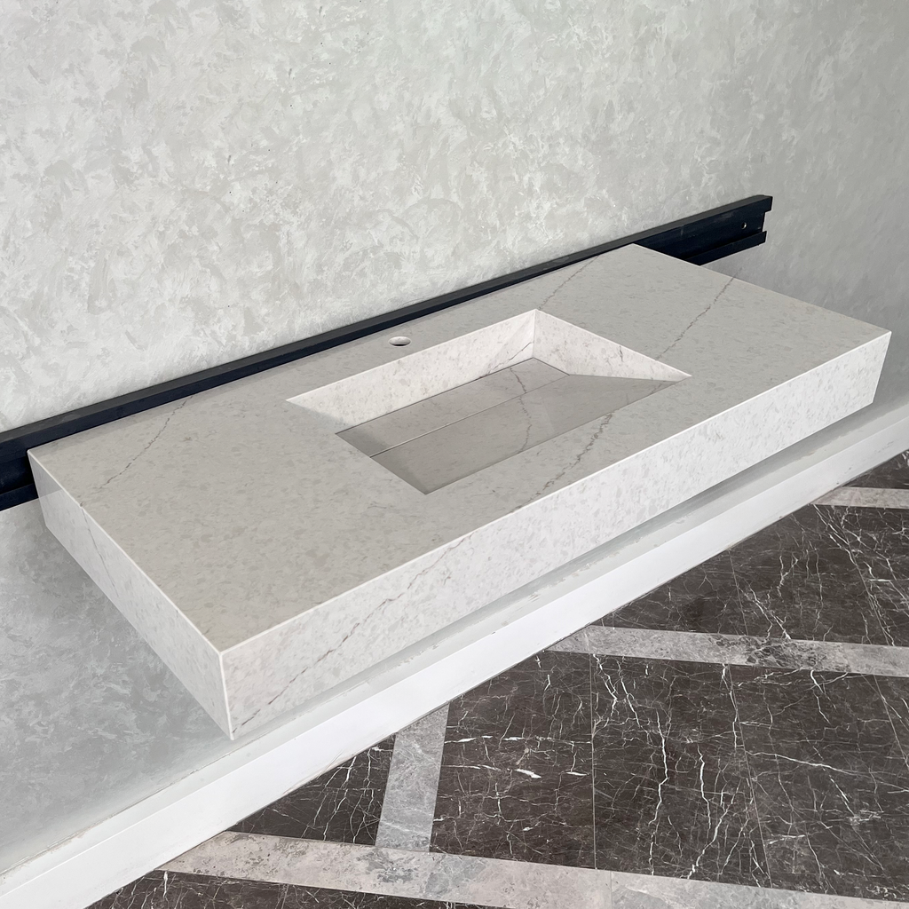 Quartz Kitchen Sink Coante Alba Via Natural Stone Pattern Premium Handcrafted Custom
