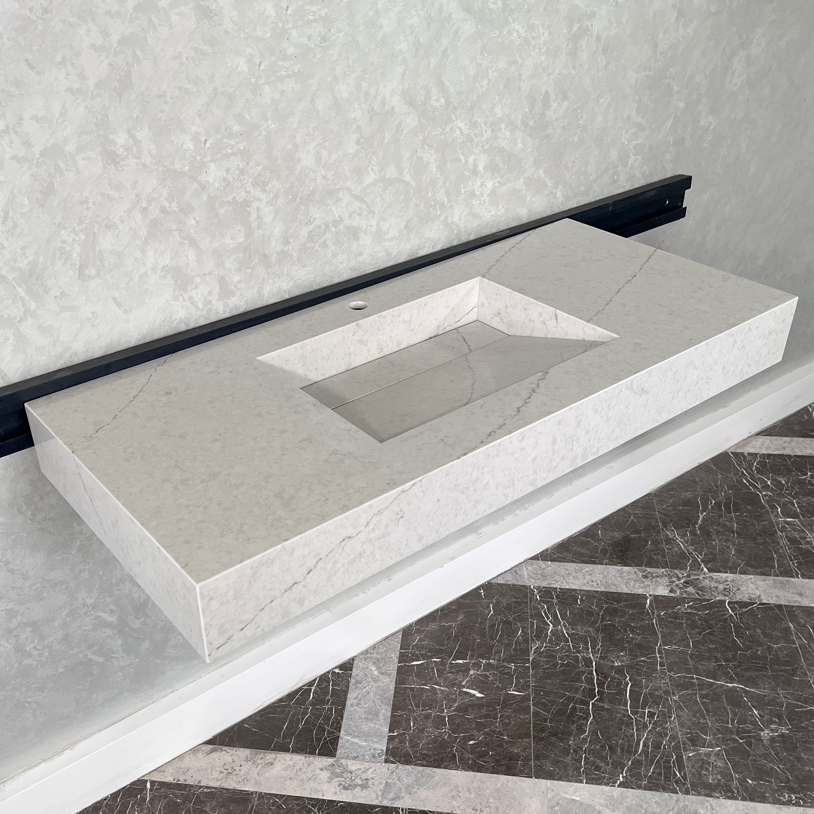 Quartz Kitchen Sink Coante Alba Via Natural Stone Pattern Premium Handcrafted Custom