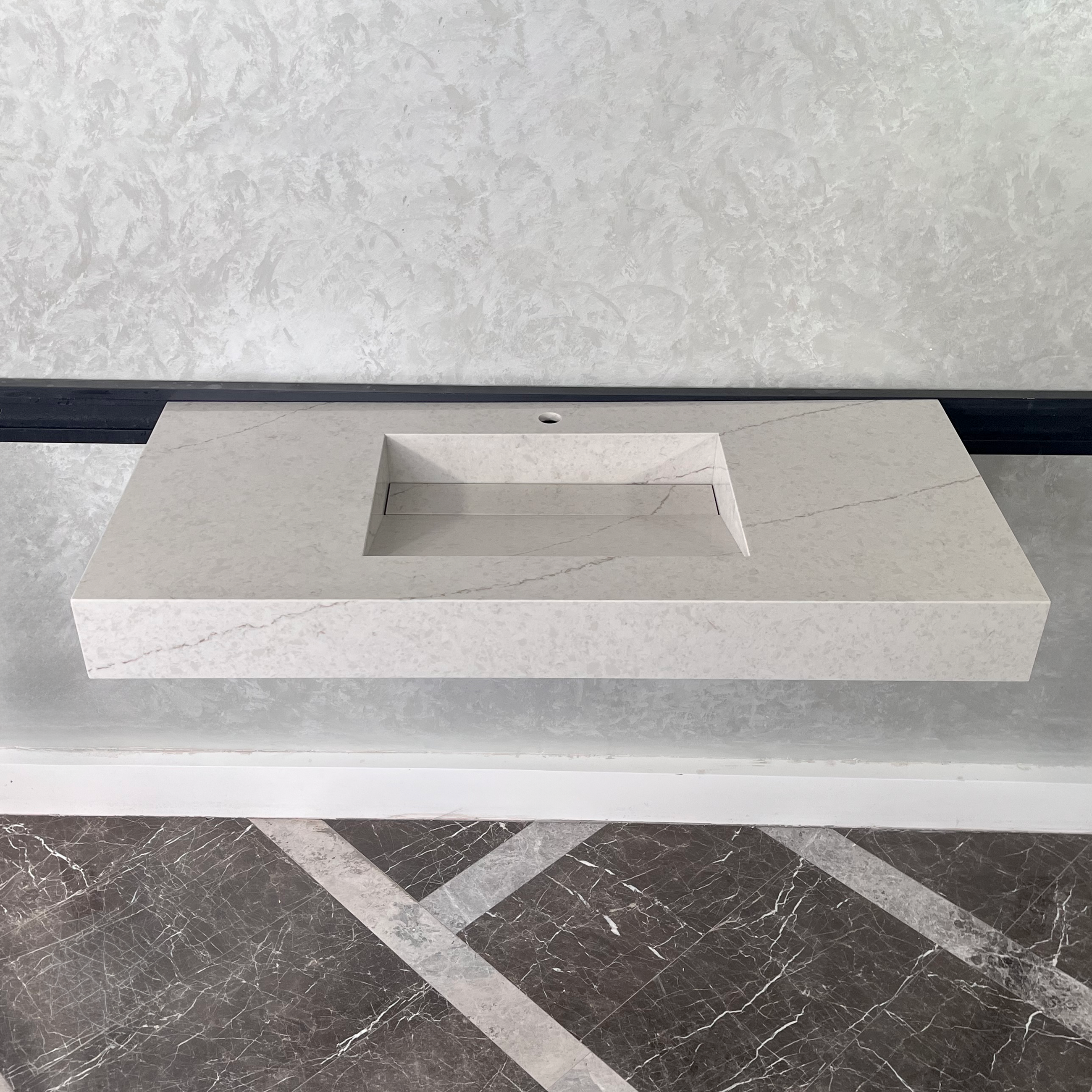 Quartz Kitchen Sink Coante Alba Via Natural Stone Pattern Premium Handcrafted Custom