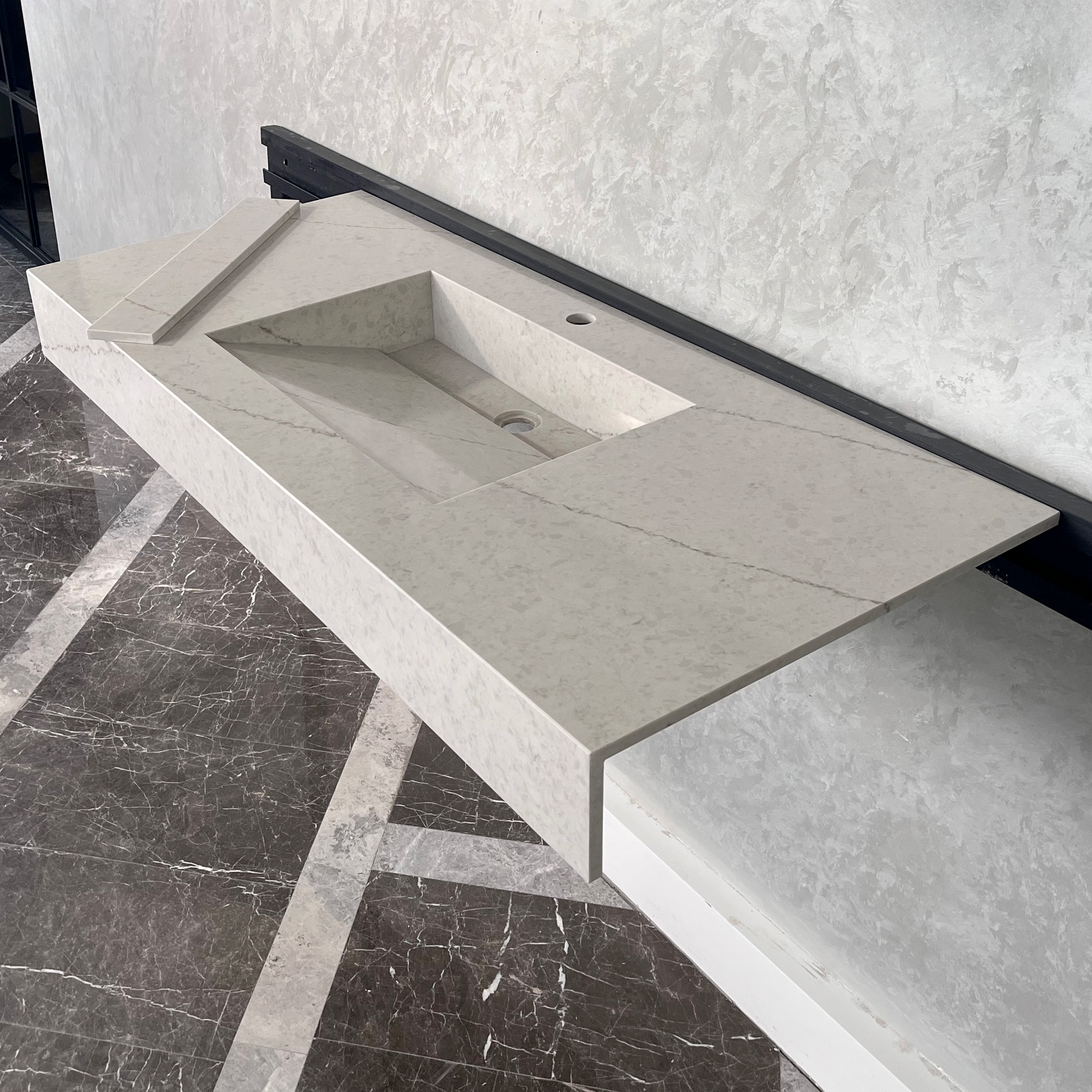 Quartz Kitchen Sink Coante Alba Via Natural Stone Pattern Premium Handcrafted Custom