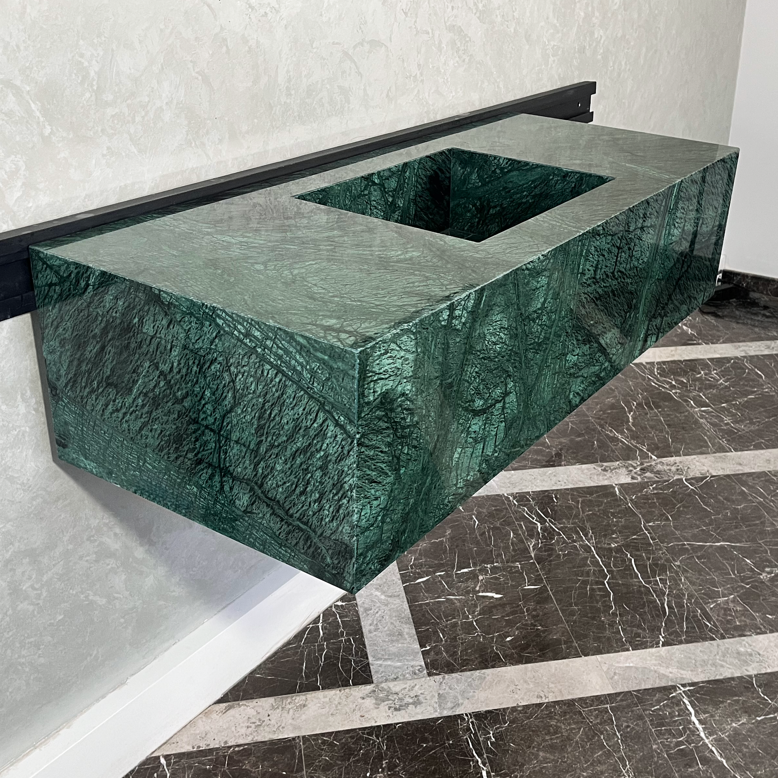 Handcrafted Verde Guatemala Custom Marble Sink - Natural Veining