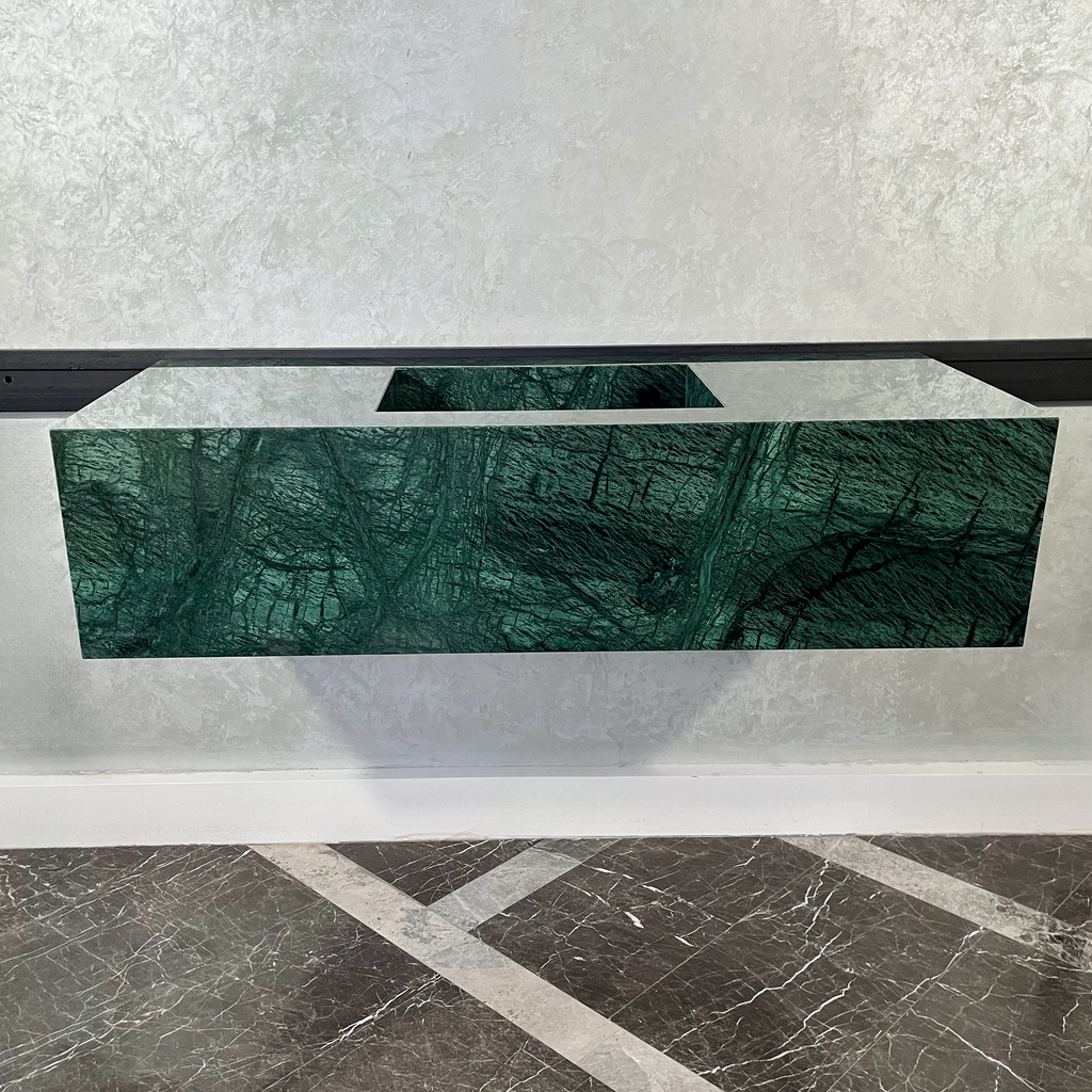Handcrafted Verde Guatemala Custom Marble Sink - Natural Veining