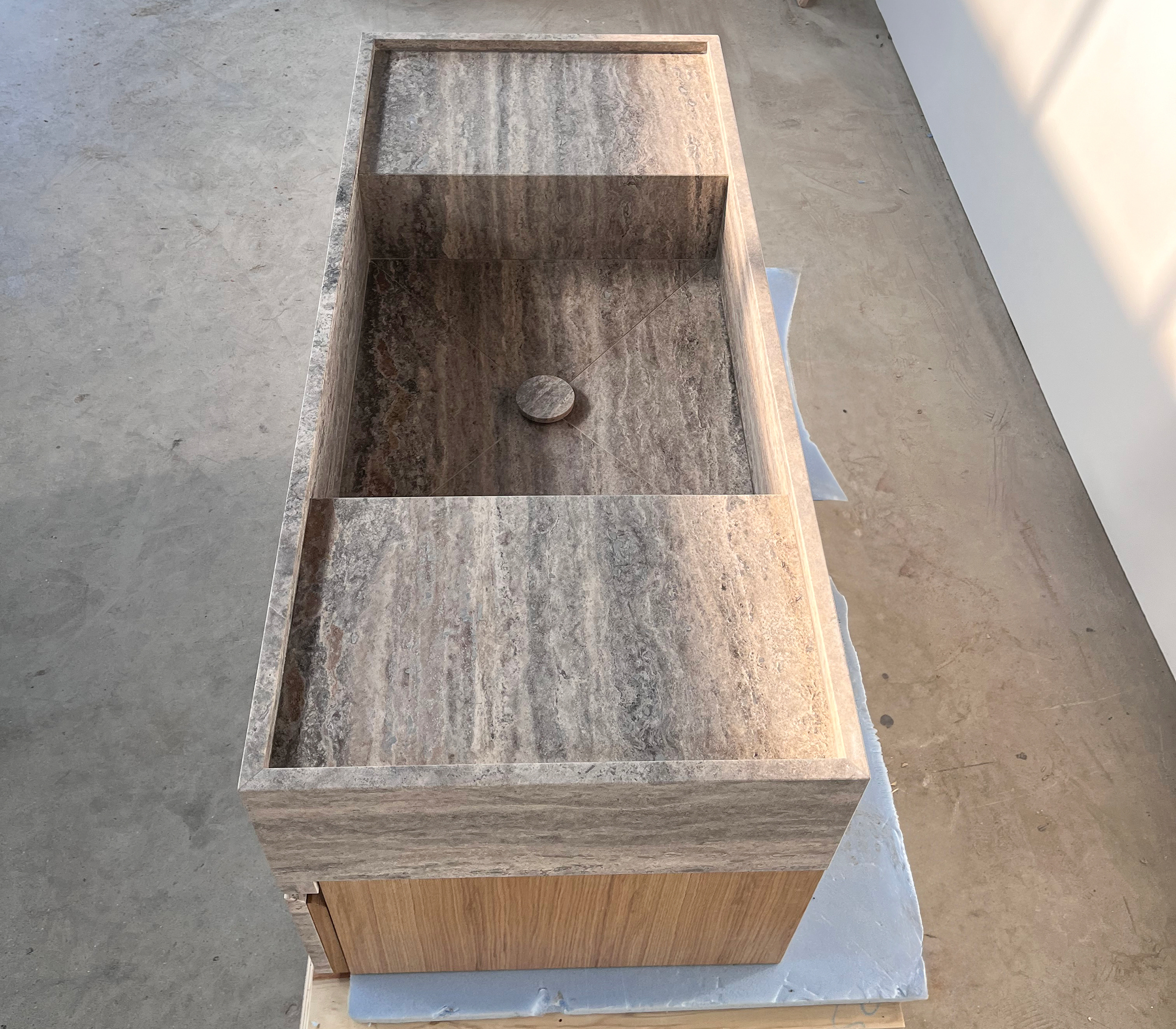 Silver Travertine Handcrafted Vanity Sink - Luxury Artisan Design