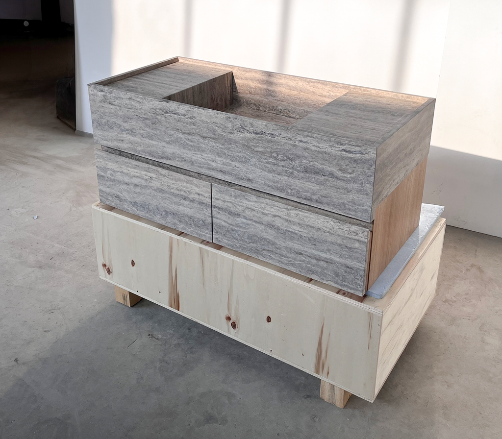 Silver Travertine Handcrafted Vanity Sink - Luxury Artisan Design