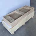 Handcrafted Natural Beige Travertine Bathroom Sink Custom Artisan Vein Cut Stone