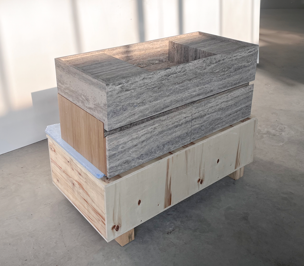 Silver Travertine Handcrafted Vanity Sink - Luxury Artisan Design