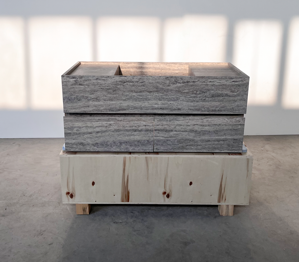 Silver Travertine Handcrafted Vanity Sink - Luxury Artisan Design