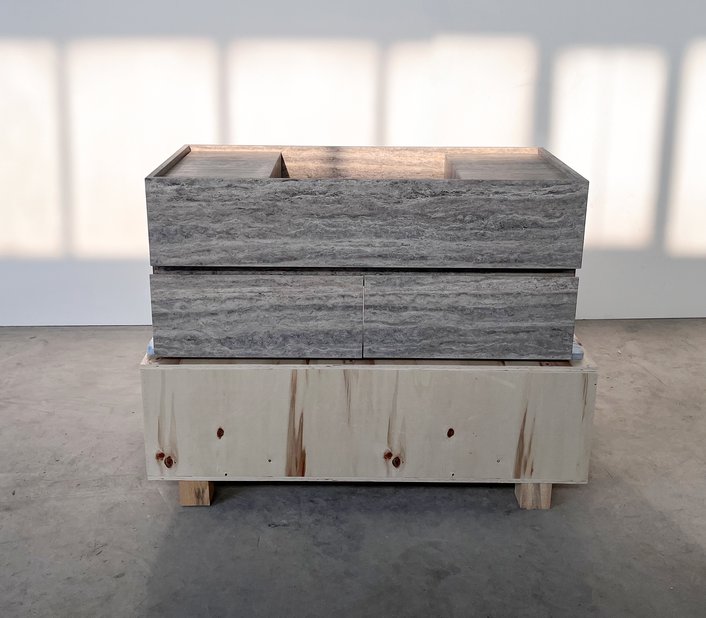 Silver Travertine Handcrafted Vanity Sink - Luxury Artisan Design