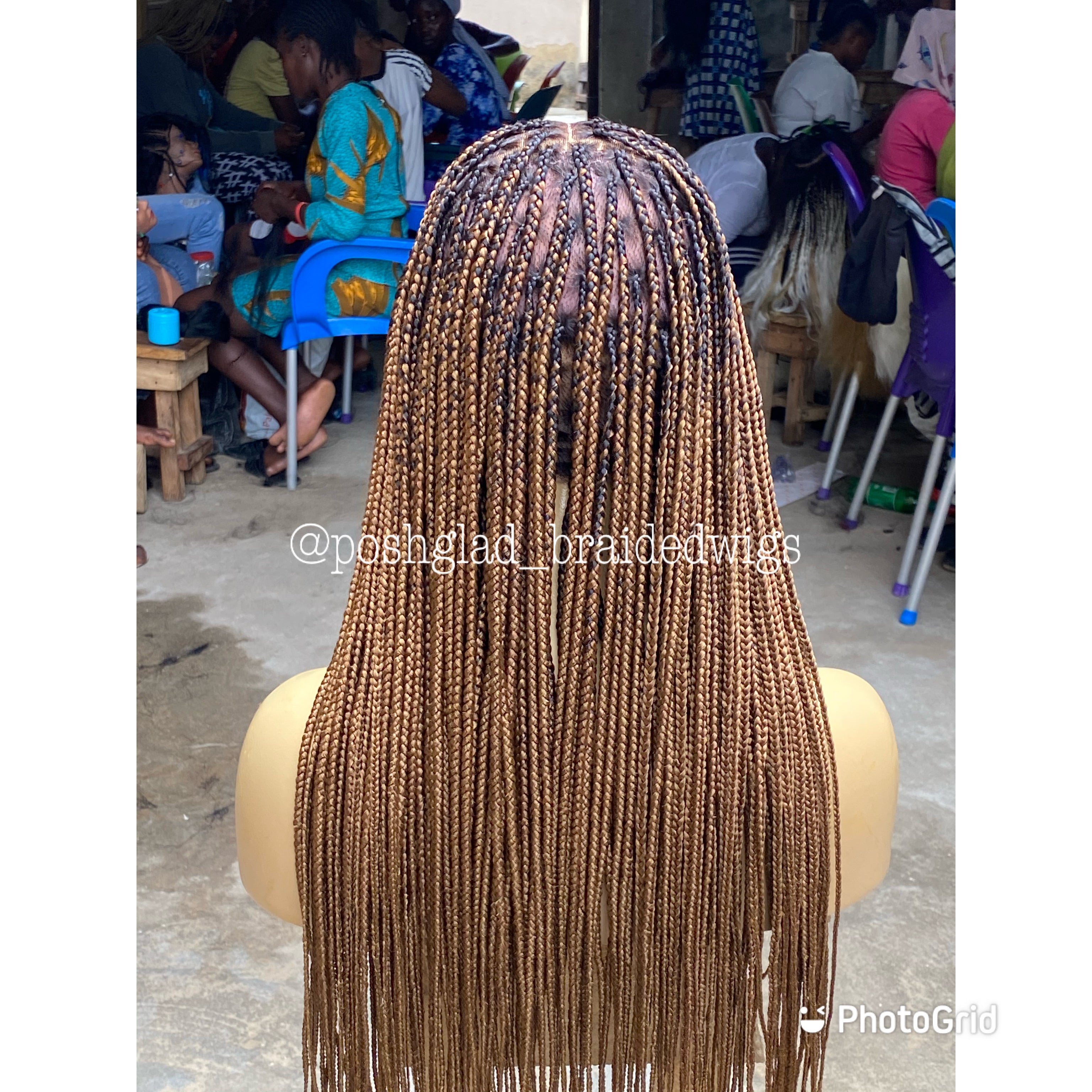 Shade Knotless Braid Wig, Full Lace, Color mix, Waist Length, Glueless