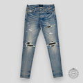 AMIRI MX1 ULTRA SUEDE JEANS - CLAY INDIGO/ BROWN