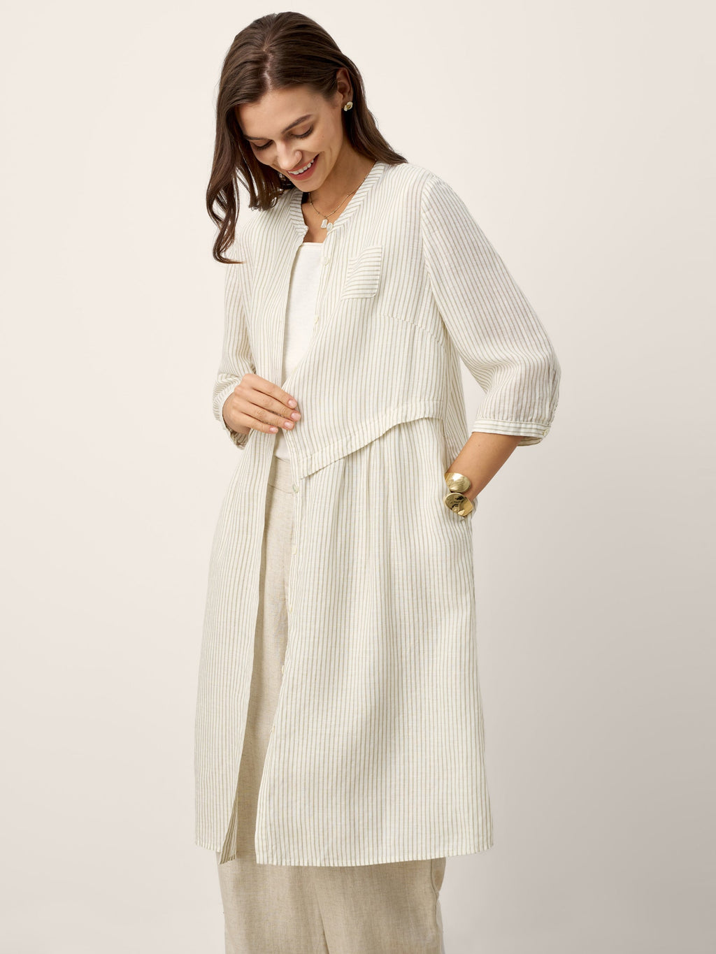 Linen-Lyocell Deconstructed Asymmetric Front Pleat Mini Dress EULALIE
