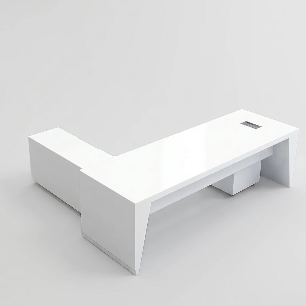 Newton · White Executive Desk w/ Mobile Storage