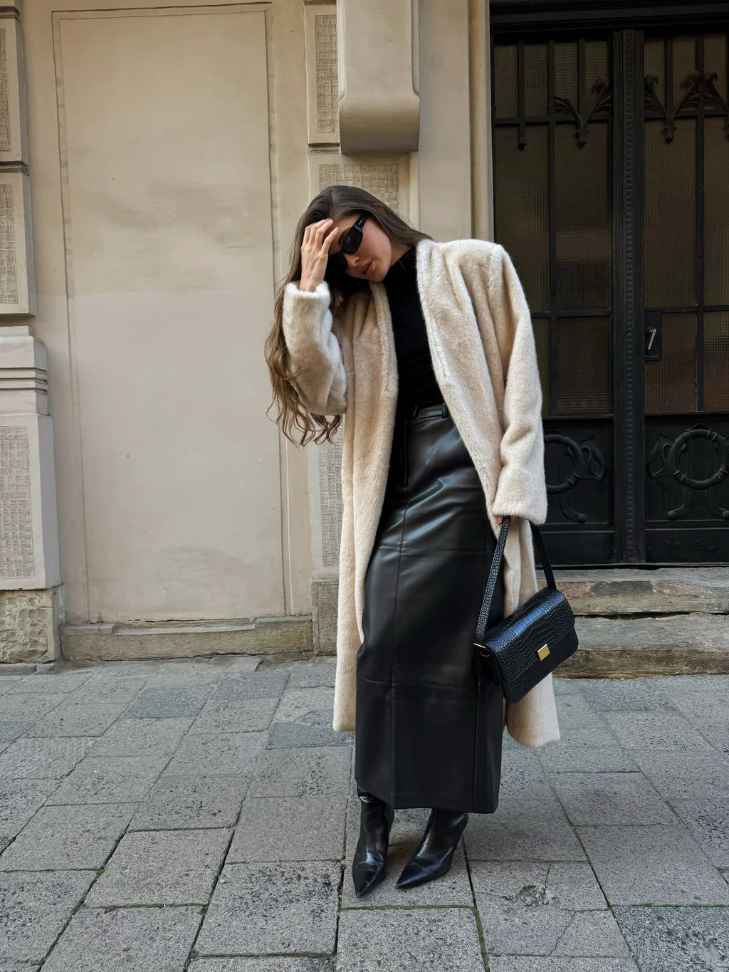 Sylvie Iconic Statement Fiber Coat in Ivory