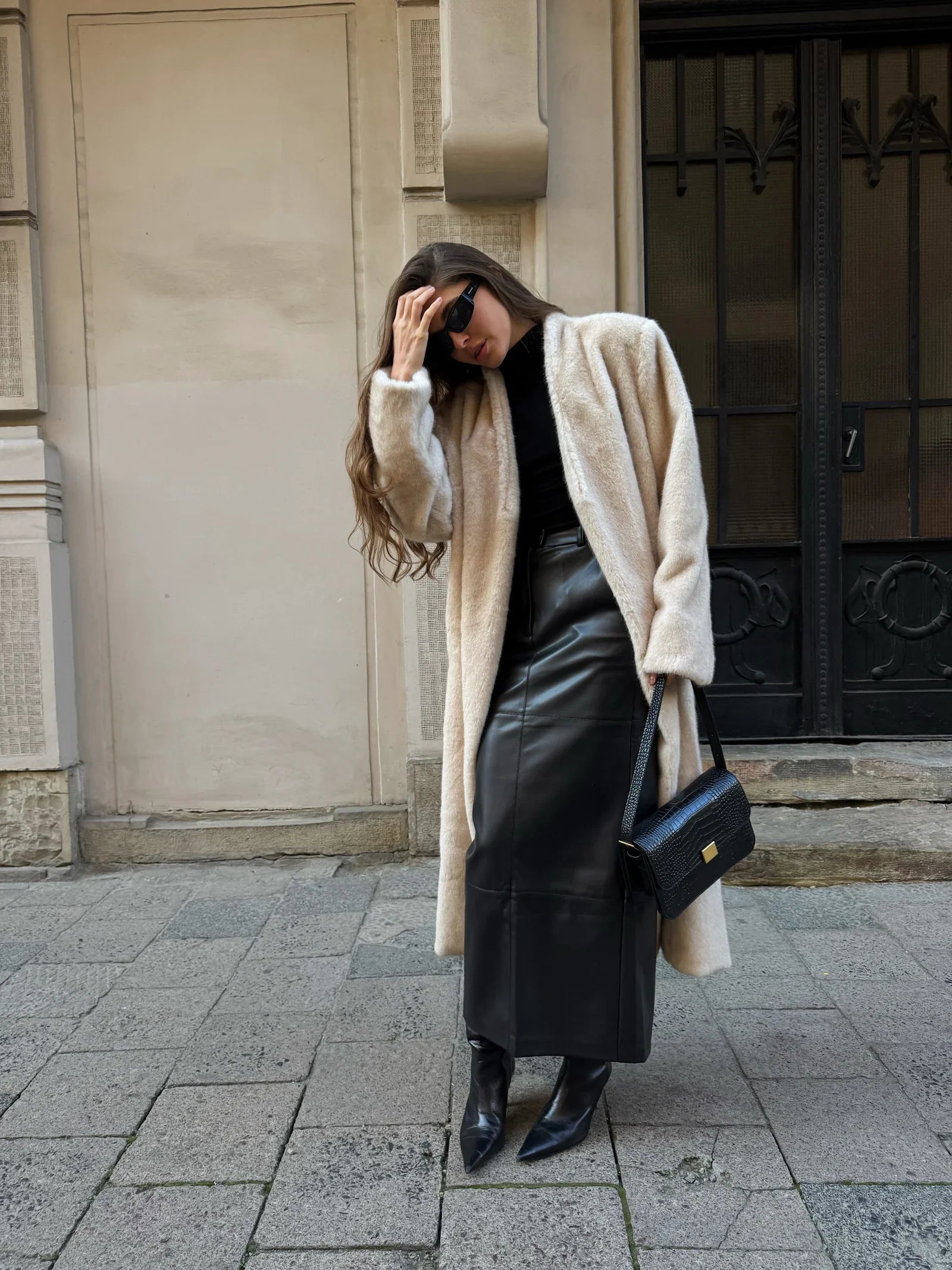 Sylvie Iconic Statement Fiber Coat in Ivory