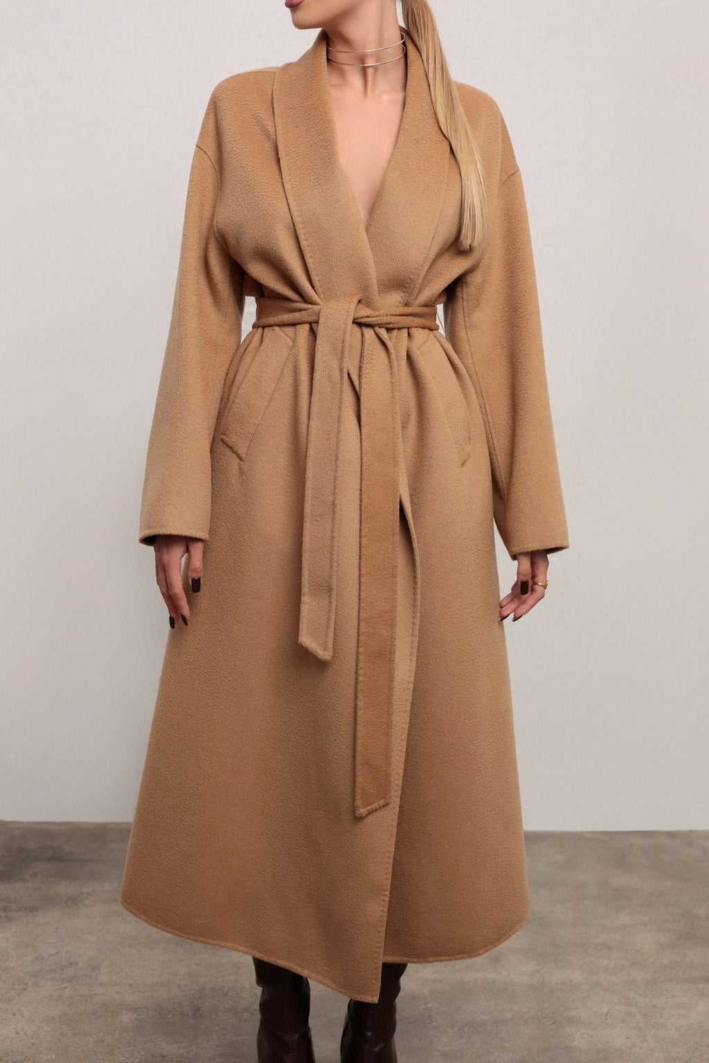 Marley Double Face Cashmere Wool Classic Overcoat in Camel