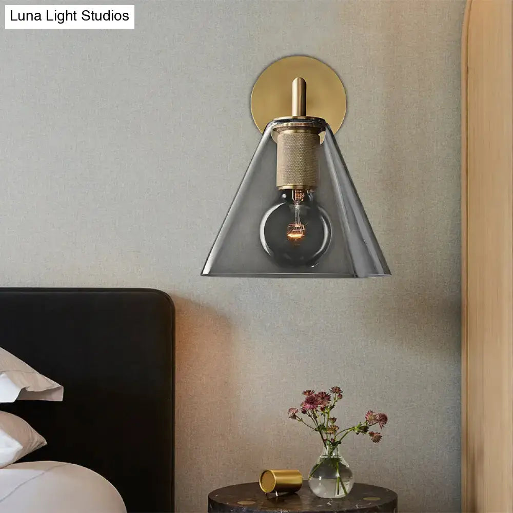 DecorBites™ Minimalistic Brass Wall Sconce with Clear Glass for Bedside Lighting